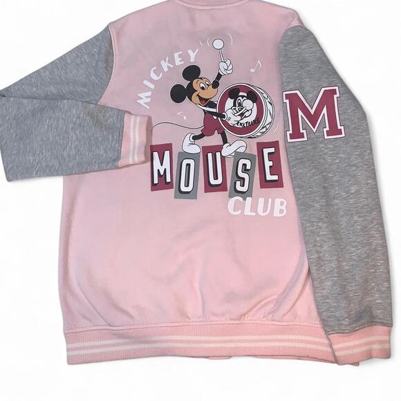 Disney Mickey Mouse Pink Varsity Letterman Jacket Size Large - Picture 1 of 8